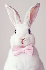 Obraz premium Dapper Easter Bunny with Pink Bow Tie