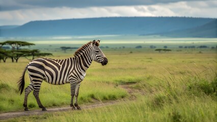 Naklejka premium zebra standing on ground