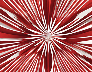Fototapeta premium Vibrant red and white radial sunburst pattern with converging lines creating a bold optical and geometric visual effect background