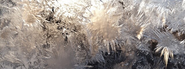 Frozen waterfalls create stunning icicle formations shimmering in winter light in a serene natural setting