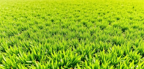 Vibrant green lawn freshly cut, showing neat lines, lawn mower, nature