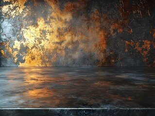 Naklejka premium Rustic metal surface with a bold industrial gradient backdrop