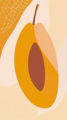 High quality illustration of Papaya-inspired abstract designs with bold tones of yellow, modern and fresh