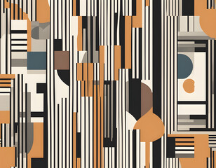 Modern stylish graphics. Repeat geometric collage with bold stripes. With bold staggered grid background