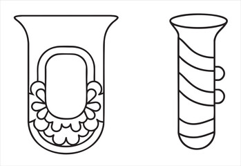 Two detailed musical instruments in outline form.