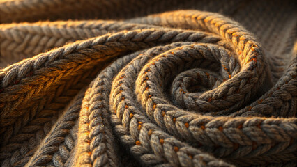 Obraz premium Detailed Close-Up of Soft Cozy Woven Fabric with Warm Natural Tones and Texture