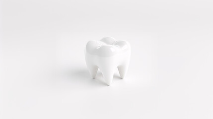 White tooth on a light background symbolizing health and oral care. Concept of dentistry and prevention.