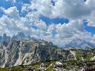 Famous Italian National Park Tre Cime di Lavaredo. Hikes in the Dolomites.  