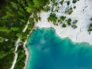 Panoramic view of Lake Braies. 