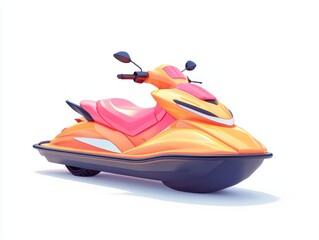 Fototapeta premium Vibrant and Stylish Jet Ski Design for Water Adventure and Summer Fun in Bright Orange and Pink Color Scheme