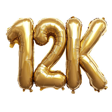 12k Gold Foil Balloons Against White Background.