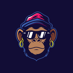 Cool Cartoon Monkey Head Illustration
