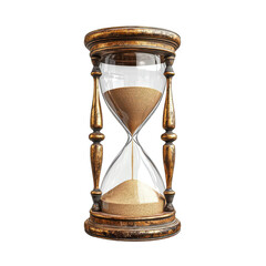 A realistic old hourglass isolated on transparent background.PNG