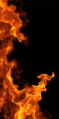Fiery orange and yellow flame, isolated, element, inferno, campfire