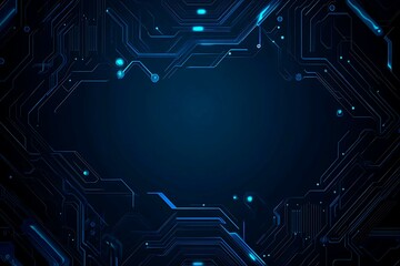 Fototapeta premium Abstract close-up of a glowing blue digital circuit board, showcasing intricate connections and technological design on a black background. 