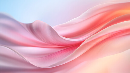 Smooth fluid curves in a soft pink gradient evoke a sense of tranquility, making it a great choice for beauty, fashion, or wellness branding. Selective focus