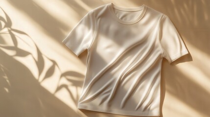 White t-shirt mockup with sunlight