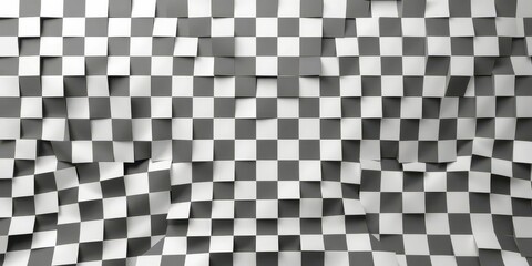 Fototapeta premium Distorted checkered grid, warped squares, abstract geometric pattern, offset, skew