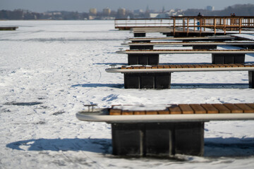 frozen lake - thick ice cover - walking on ice - danger