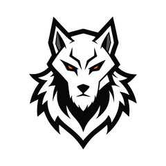 Epic Wolf Head Logo – Stylized Black Wolf Silhouette on White Background