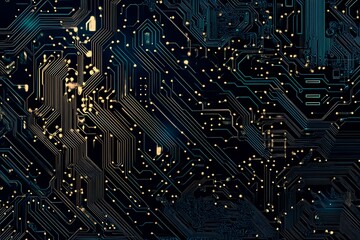 Abstract close-up of a glowing blue digital circuit board, showcasing intricate connections and technological design on a black background.
