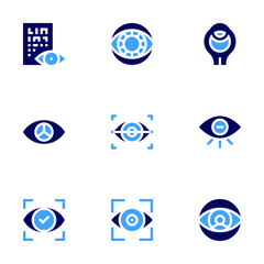 Eye icon set. Bold style. Duotone colors. eye test, eye, eyes, vision, visibility