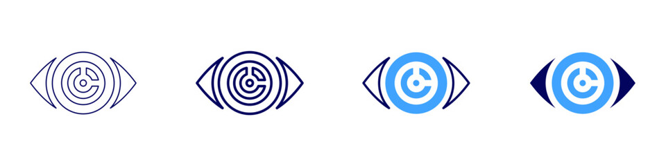 Eye inspecting​ icon in 4 different styles. Thin Line, Line, Bold Line, Duotone. Duotone style. Editable stroke