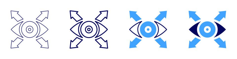 Eye iris scan icon in 4 different styles. Thin Line, Line, Bold Line, Duotone. Duotone style. Editable stroke