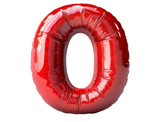 A red inflatable balloon shaped like the  letter O.