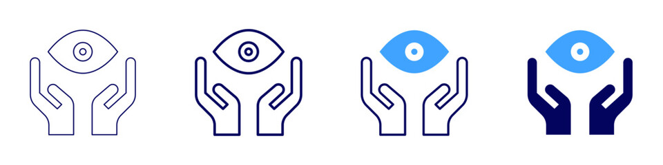 Eye light sensitivity icon in 4 different styles. Thin Line, Line, Bold Line, Duotone. Duotone style. Editable stroke