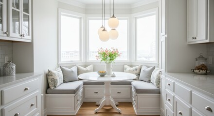 Bright Kitchen Nook with Breakfast Table Seating and Natural Light