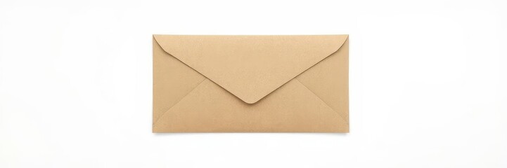 A plain brown kraft envelope sits squarely on a pristine white background, background,brown envelope