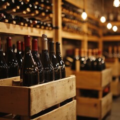Charming wine shop interior featuring rows of bottles and a warm atmosphere inviting customers