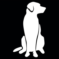 Black and white silhouette of a sitting dog – side profile vector illustration