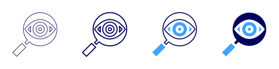 Eye optic migraine icon in 4 different styles. Thin Line, Line, Bold Line, Duotone. Duotone style. Editable stroke