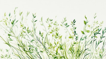 Green plants, white background. Generative AI
