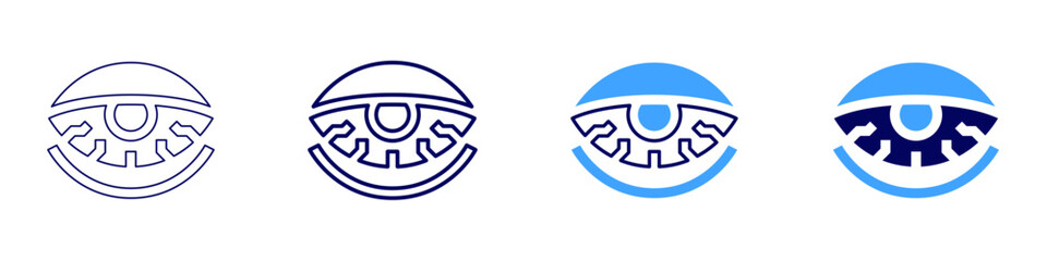 Eye pressure test icon in 4 different styles. Thin Line, Line, Bold Line, Duotone. Duotone style. Editable stroke
