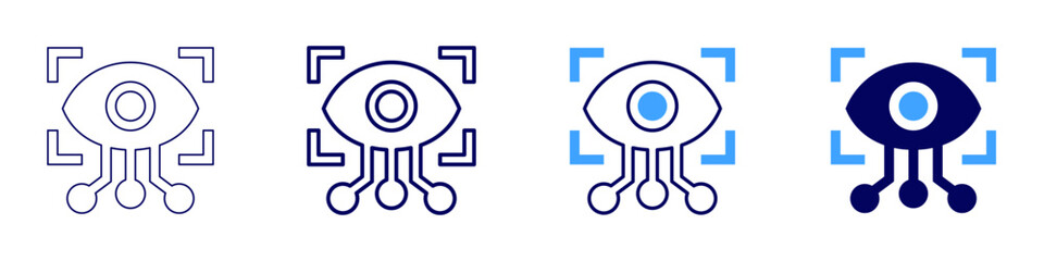 Eye pupil dilation icon in 4 different styles. Thin Line, Line, Bold Line, Duotone. Duotone style. Editable stroke