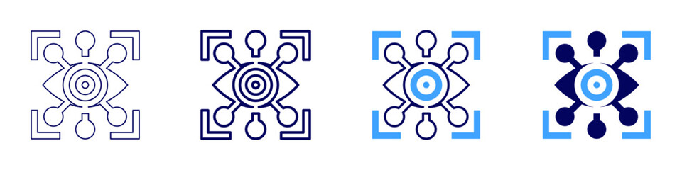 Eye reflex delay icon in 4 different styles. Thin Line, Line, Bold Line, Duotone. Duotone style. Editable stroke