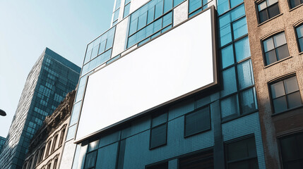 Obraz premium mockup display large billboard in the city center near the building