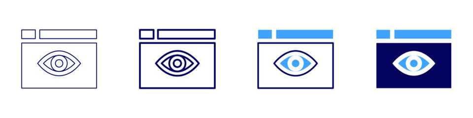 Eye sun damage icon in 4 different styles. Thin Line, Line, Bold Line, Duotone. Duotone style. Editable stroke