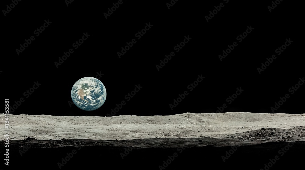 Poster the surface of planet earth is captured in a shot with a partially illuminated planet visible in the