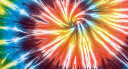 Obraz premium Vibrant Spiral Tie Dye Fabric Texture Colorful Swirl Pattern Psychedelic Background