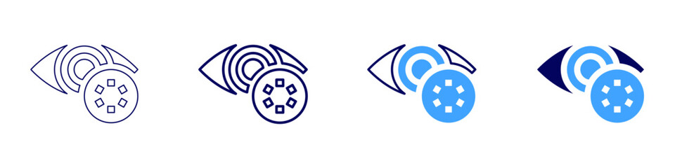 Eye UV damage icon in 4 different styles. Thin Line, Line, Bold Line, Duotone. Duotone style. Editable stroke