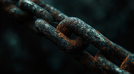 Hyper-Detailed Close-Up of a Weathered Iron Chain