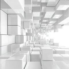 Abstract Architectural Design: A Stunning 3D Perspective of White Cubes