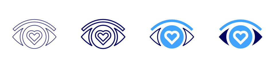 Eye visual tracking issue icon in 4 different styles. Thin Line, Line, Bold Line, Duotone. Duotone style. Editable stroke