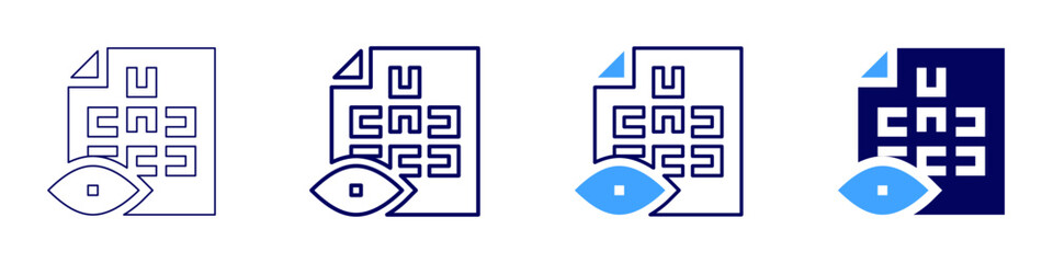 Obraz premium Eye watching​ icon in 4 different styles. Thin Line, Line, Bold Line, Duotone. Duotone style. Editable stroke