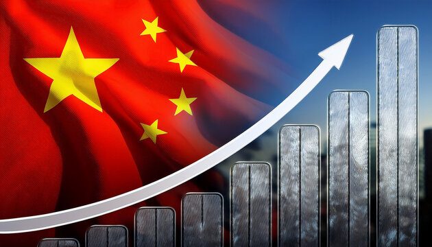 China growth with a flag 