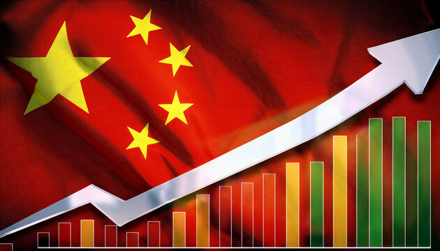 China growth with a flag 